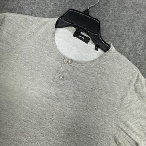 Theory Men's Henley Gray Short Sleeve T-Shirt Size S Elevated Basic Minimalist